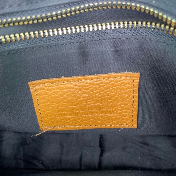 Stella Biana Italy Triple Entry Brown Leather Zip Crossbody Shoulder Bag Purse - Picture 7 of 9